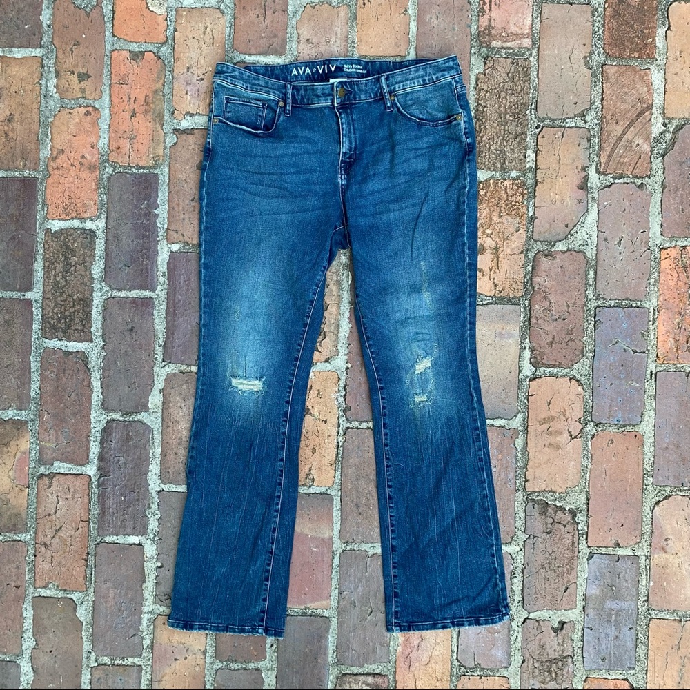 Womens Skinny Jeans 16W Bootcut Distressed Super Stretch Denim Mid Rise Ava Viv